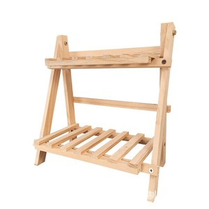 Étagère de rangement pliable multi-niveaux, couleur bois naturel, 2 niveaux, organisateur de bureau sur pied pour bureau et dortoir - Product Image 5