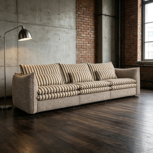 Juego de Sofás Modernos con Rayas Suaves, Diseño Cuadrado, Relleno de Esponja, Cubierta de Tela de Sarga, Patas de Metal Resistentes, <span class=keywords><strong>Muebles</strong></span> Acogedores para Sala de Estar - Product Image 6