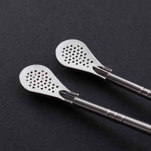 304 Stainless Steel <b>Straw</b> Spoon Dual Use Creative Stirring Tool For Juice Milk Tea <b>Reusable</b> Filtering Drinking Accessory - Product Image 2