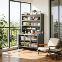 Armoire de rangement coulissante multicouche classique en acier au carbone pour ustensiles de cuisine, casseroles, poêles et vaisselle - Durable et écologique