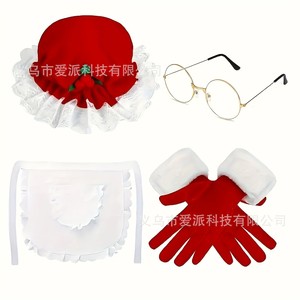 Conjunto de disfraz navideño para mujer, sombrero, guantes, delantal, conjunto de regalo para fiesta navideña - Product Image 2