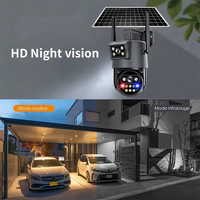 Cámara de Seguridad CCTV para el Hogar, Luz Nocturna Solar, Visión Nocturna a Todo Color AOV, Hieasy, Doble Lente PTZ, 4G LTE, WiFi, IP66, Seguimiento de Movimiento por IA