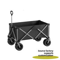 Chariot de plage pliable robuste avec grandes roues, chariot de camping pliable, chariot de pique-nique, chariot de courses, chariot de jardin