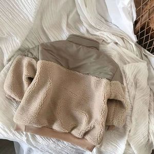 Manteau d'hiver chaud et épais en velours côtelé rembourré de coton pour bébés filles, coupe ample, patchwork, doublure en fausse fourrure, sweat à capuche unisexe - Product Image 2