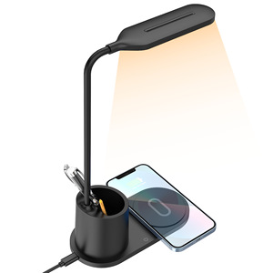 Lampe de bureau LED multifonctionnelle HiTao avec porte-stylo et chargeur sans fil rapide 15W - Lampe de table réglable pour le bureau et la maison - Product Image 4