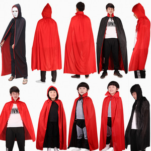 Cape d'Halloween noire et rouge à double couche avec col montant, costume de cosplay pour adulte et enfant - Product Image 1