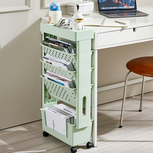 Étagère de bureau rectangulaire sur roulettes, 5 niveaux, grande capacité, support de rangement mobile pour fournitures scolaires, blanc - Product Image 4