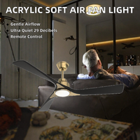 Ventilateur de plafond LED BLDC à circulation d'air doux en acrylique, télécommandé, pour la maison, café, restaurant, salon - Fabrication directe OEM/ODM