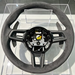 Volante Deportivo de Fibra de Carbono Alcantara para <span class=keywords><strong>Porsche</strong></span> 718 991 992 Macan Panamera Cayenne <span class=keywords><strong>Taycan</strong></span>, Mejora del Interior - Product Image 1