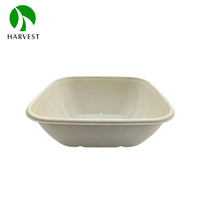 Assiettes carrées compostables non enduites en fibres de canne à sucre naturelles 1000 ml, biodégradables, zéro déchet, jetables, marque Harvest, boîte à lunch