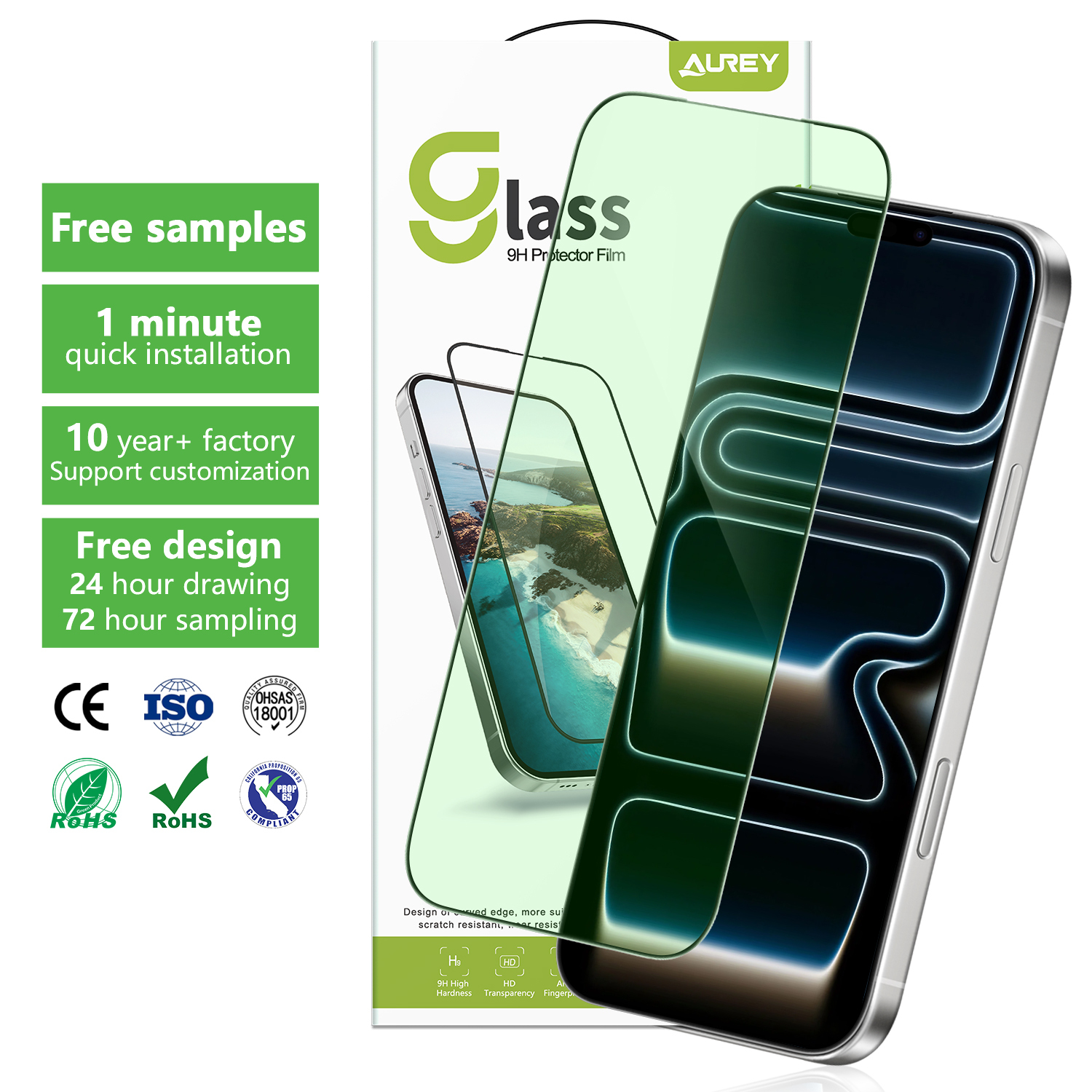 <strong>2026</strong> <strong>2</strong>.5D 9H Dustproof Germany Certification 100% UV protection Anti Blue Light Tempered Glass Film for iphone 16 17