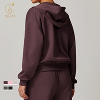 SILUO المرأة الكلاسيكية الصلبة اللياقة البدنية الرياضة معطف اقتصاص البريدي حتى هوديي عارضة تيري الفرنسية البلوزات لفصل الشتاء والخريف