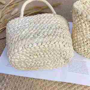 Bolso de Mano Tipo Cesta Pequeño, Moderno y Bonito, Estilo Fotográfico, Mini Bolso Casual de Verano, Bolso de Paja Natural para Mujer, Playa - Product Image 4