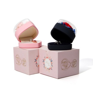 Collier pendentif en forme de cœur avec fleur préservée, joli coffret cadeau miniature, bouquet de roses en savon, boîte à bijoux pour la Saint-Valentin - Product Image 3