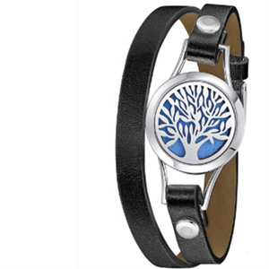 <span class=keywords><strong>Bracelet</strong></span> rond en <span class=keywords><strong>cuir</strong></span> avec médaillon diffuseur d'huiles essentielles, en acier inoxydable 316L, 25mm - Product Image 1