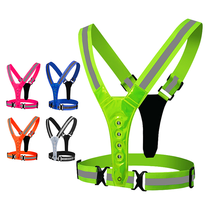 VCAN флуоресцентный зеленый дешевый высоковидимый наружный жилет для бега ремень светодиодный светоотражающий жилет безопасности