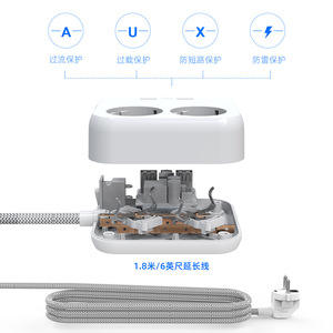 ULIYO Power Strip 2 Outlets 2 <b>USB</b> C Ports 230V Safety <b>Extension</b> Socket - Product Image 5
