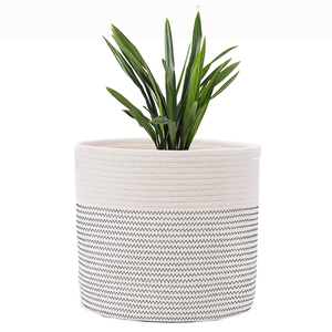 Panier <span class=keywords><strong>de</strong></span> plantes <span class=keywords><strong>en</strong></span> <span class=keywords><strong>corde</strong></span> <span class=keywords><strong>de</strong></span> coton tissé avec poignées - Product Image 4