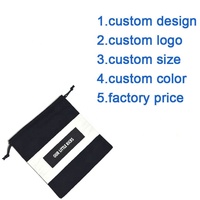 Sac d'emballage en coton et lin noir écologique pour outils et bijoux avec cordon de serrage et logo personnalisé, patch en coton
