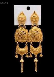 Boucles d'oreilles chandelier plaquées or vintage pour femmes, motif floral, bijoux de mariage - Product Image 3