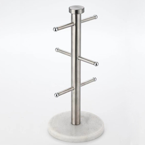 Marble Large 6-Mug Holder Countertop Mug Tree Coffee Mugs Tea Cup Storage RackCoffee Counter Bar Accessory Kitchen Organizer