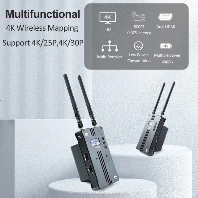 FD Feidu FWT-260 4K HD 1080P Wireless Video Transmission for Compatible Monitor Digital Cameras Dslr Live Streaming