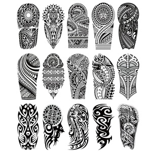 Manga de <span class=keywords><strong>brazo</strong></span> de tatuaje <span class=keywords><strong>para</strong></span> <span class=keywords><strong>hombres</strong></span>, diseño de tatuaje negro falso, Cool, Tribal, venta al por mayor, (FF151-165) - Product Image 2