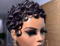 Perruque Lace Frontale 13x4 en Cheveux Humains Vierges Bruts Remy Indiens Brésiliens Tiwa Chioma, Ondulée Bouclée pour Coupe Pixie, 6 Pouces