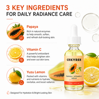 Sérum à la papaye et à la vitamine C, extrait de papaye, acide ascorbique, niacinamide, acide hyaluronique, formule hydratante pour le visage