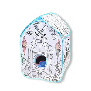 JWS-094 Custom doodle painting playhouse graffiti play tent toy with Indoor&Outdoor gift tent for Kids DIY doodle Art