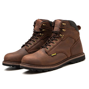 Bottes de travail pour hommes en cuir véritable de haute qualité, couleur marron foncé, pour les ingénieurs - Product Image 4