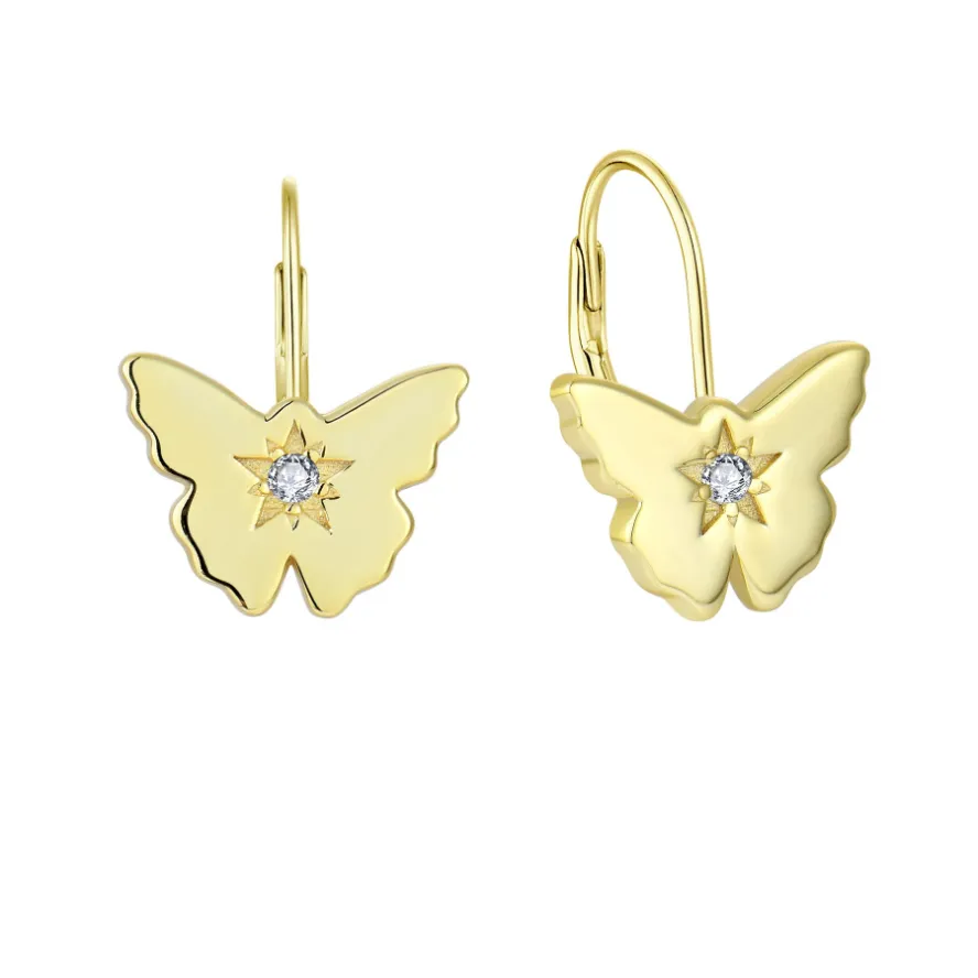 New Arrivals 18K Gold Plated Butterfly Earrings Studs Fine Jewelry Sterling Silver 925 Earrings Women