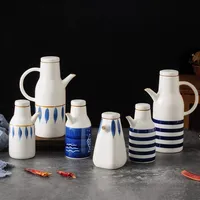 Ensemble de récipients de rangement pour la cuisine, pot en céramique pour la sauce soja, distributeur d'huile, bouteille à assaisonnement, pot à sauce, vinaigre, épices