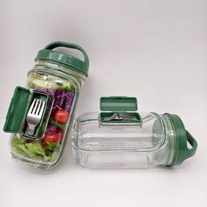 Nuovo Arrivo: Contenitore per Insalata con Manico e Coperchio, Design con Apertura Laterale e Forchetta in Acciaio Inox per Viaggi e Campeggio - Product Image 5
