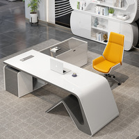 PDG charge sans fil L forme Table intelligente moderne blanc meubles de bureau à domicile haute technologie patron directeur exécutif bureau