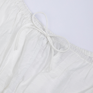 Của phụ nữ trắng không tay Mini Dress Vuông Cổ Ruched vai thanh lịch cho giản dị bên mặc - Product Image 4