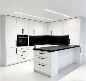 Gabinetes de Cocina Modernos Minimalistas de Madera Contrachapada con Estantes Abiertos y Correderas para Cajones para el Hogar - Product Image 3