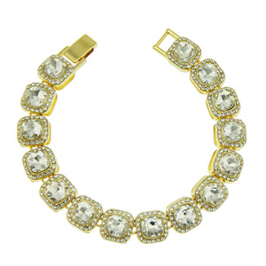 Nouveau Best-Seller Bracelet Chaîne Carré Style Hip-Hop avec Strass Brillants Plaqué Or Fait Main pour Hommes Bijoux Tendance - Product Image 4