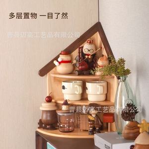 Étagère d'angle en bois à plusieurs niveaux pour tasses, cosmétiques, ornements, figurines d'aromathérapie, support de rangement de bureau - Product Image 3