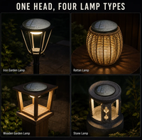 Tête de remplacement pour lampe solaire avec panneau solaire USB Type-C, étanche IP65 pour l'extérieur, pour allée, clôture, cour, allée de voiture, parterre de fleurs