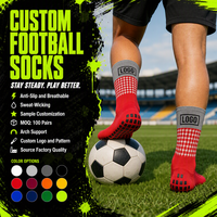Chaussettes de football Juncai Grip Socks, mi-mollet, antidérapantes, respirantes, rembourrées, pour hommes, avec logo personnalisé.