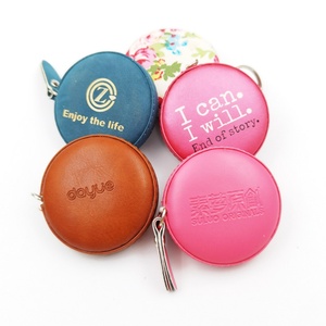 Oneway Wholesale Promotional Measurement Tools <b>Custom</b> Logo Leather Keychain <b>Key</b> <b>Ring</b> Inches Measuring Tape Soft Tape Measure - Product Image 1