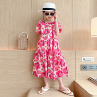 Nouvelle robe d'été 2024 pour filles, à grandes fleurs et volants, 100 % coton, coupe ample, pour 10 ans