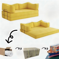 Ensemble canapé-lit orange à compression sous vide, vente en gros d'usine, mobilier de salon d'angle en tissu, rembourrage en éponge, sans armature