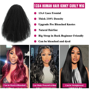 Perruque longue de 30 pouces, bouclée crépue, avec dentelle frontale 13x4, densité 210%, 100% <span class=keywords><strong>cheveux</strong></span> humains Remy, <span class=keywords><strong>cheveux</strong></span> indiens, perruque bouclée avec dentelle 13*4 - Product Image 4