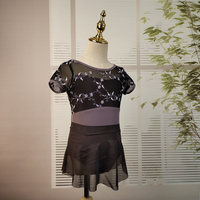 Design personnalisé Offres Spéciales bonne qualité broderie florale dentelle violet foncé vêtements de danse justaucorps de ballet