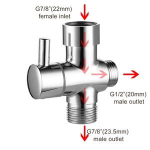 Latón bidé <span class=keywords><strong>T</strong></span> válvula de <span class=keywords><strong>3</strong></span> vías de agua de la ducha válvula desviadora accesorios de baño inodoro bidé <span class=keywords><strong>T</strong></span>-adaptador de válvula de acabado en cromo - Product Image 2