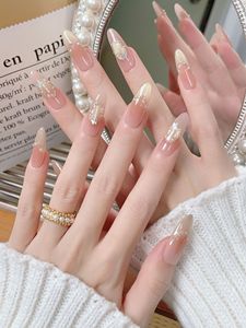 10 Uds. <span class=keywords><strong>Uñas</strong></span> Postizas Francesas de Ojo de Gato Hechas a Mano, Acrílicas, con Diamantes de Imitación 3D, Brillantes, Medianas, Almendradas, Cuadradas, de Cobertura Completa - Product Image 5