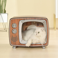 Maison de chat en carton, jouet pour animal de compagnie, design télévision 9 pouces, grattoir en carton, maison de chat