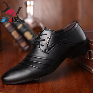 Zapatos Formales de Negocios para Hombre, de PU, Color Sólido, Punta Puntiaguda, con Cordones, Transpirables, con Suela de Goma Resistente, para Boda - Product Image 1